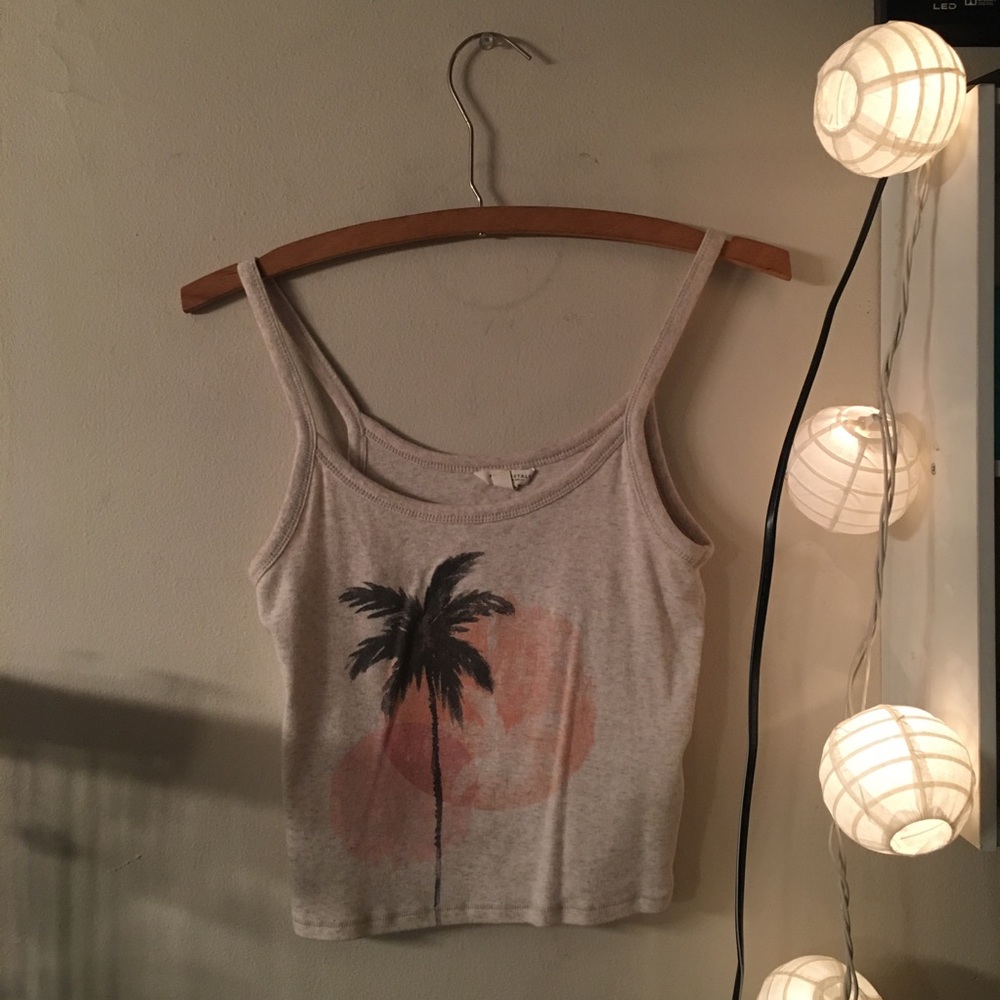 palm tree cropped tank top
